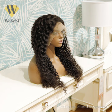 FREE Ship 13X4 water wave wig Glueless hd lace wig Vendor Unprocessed Brazilian pre plucked real human hair wig